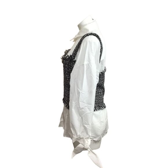 Mare Mare X Anthropologie White Layered Vest And Button Down Shirt New Size XL - Picture 5 of 14